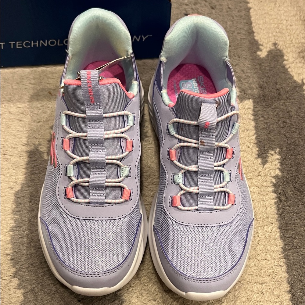 Skechers Light Purple Sneakers with Pink and Mint Details